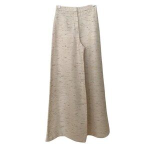 EMILIO PUCCI CREAM COLORFUL MARLED LINEN BLEND EXTRA WIDE LEG FORMAL PANTS - 6
